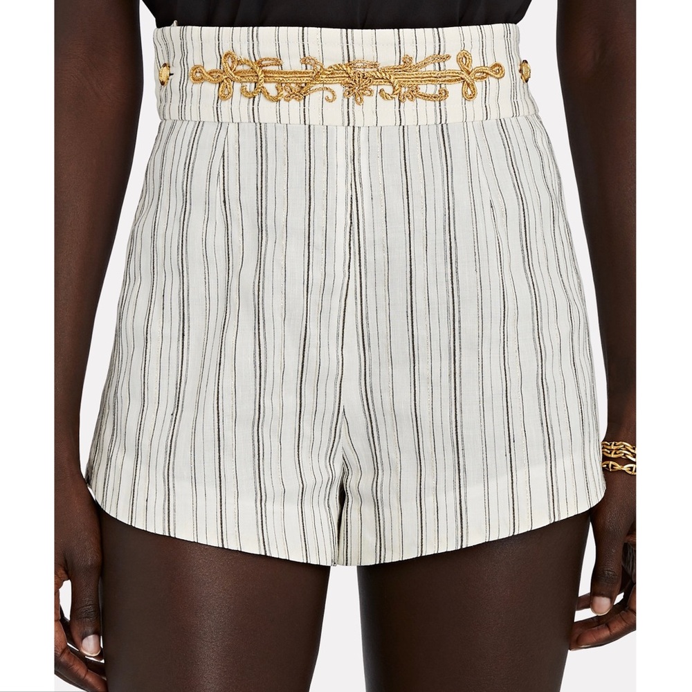 DUNDAS WHITE STRIPED LINEN BLEND SHORTS